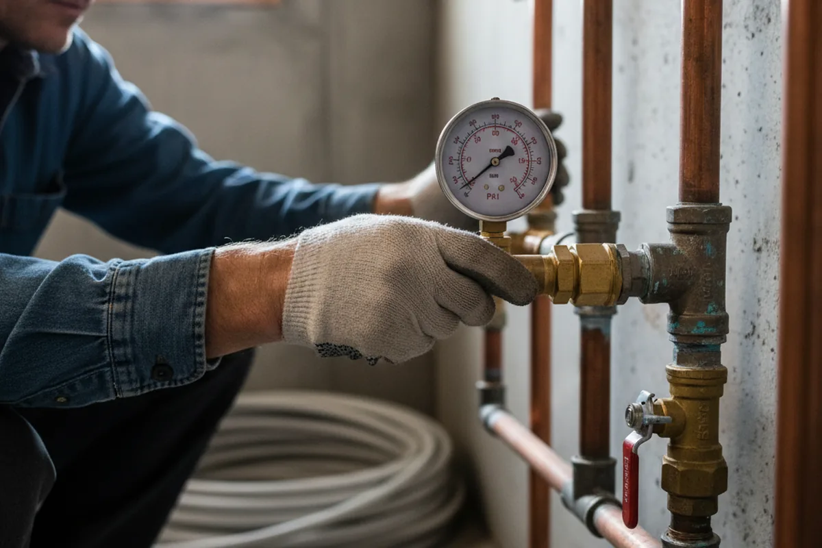 Pressure testing a repaired line during Water Line Repair in Marilla